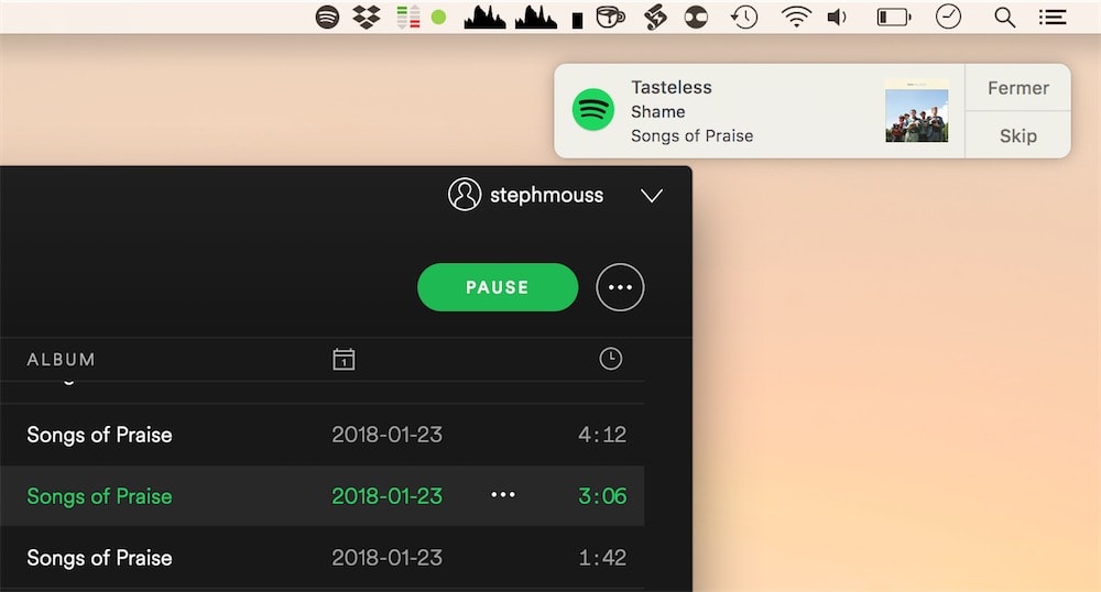 spotify notifications for mac
